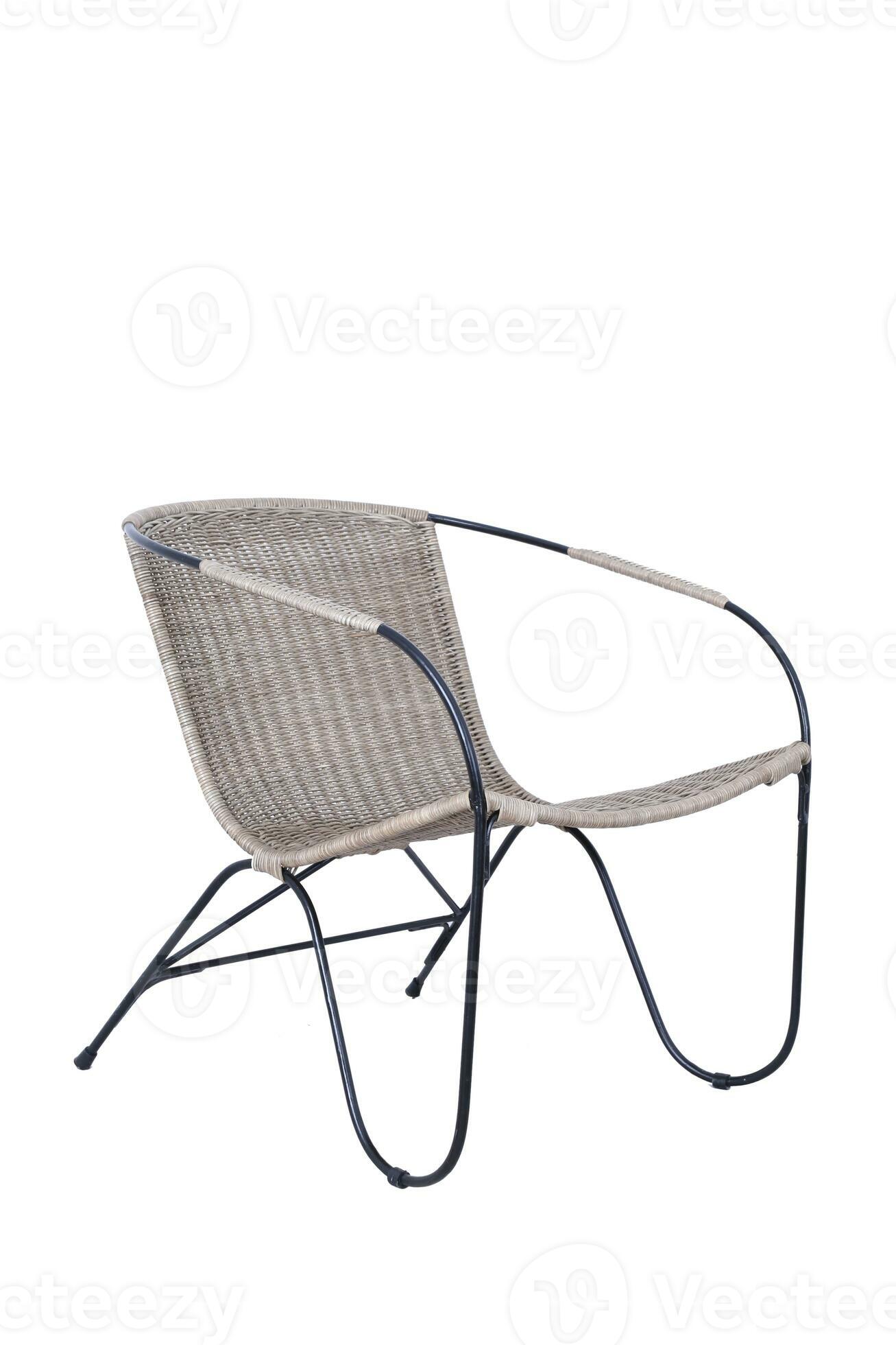 Handmade wicker chair made of rattan. Isolated image on white