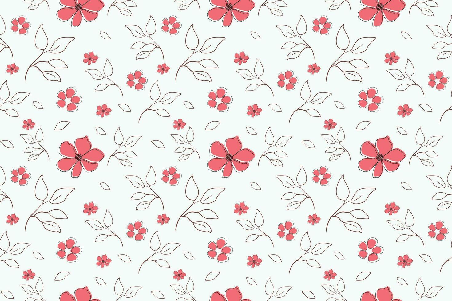 Vintage seamless floral pattern. Minimal style background of small pastel color flowers. Small blooming flowers are scattered over a white background. Stock vector for printing on surfaces.