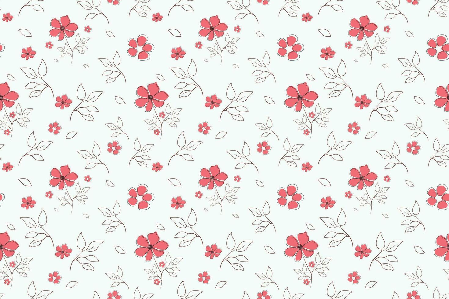 Delicate floral background. Cute red floral pattern in the small flower. Ditsy print. Seamless vector texture on a white background.