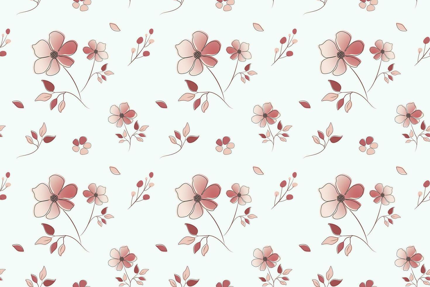 Vintage seamless floral pattern. Minimal style background of small pastel color flowers. Small blooming flowers are scattered over a white background. Stock vector for printing on surfaces.