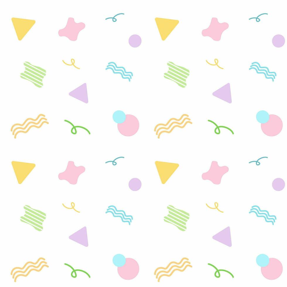 Seamless pattern of abstract geometry shape in pastel white background, party, confetti vector