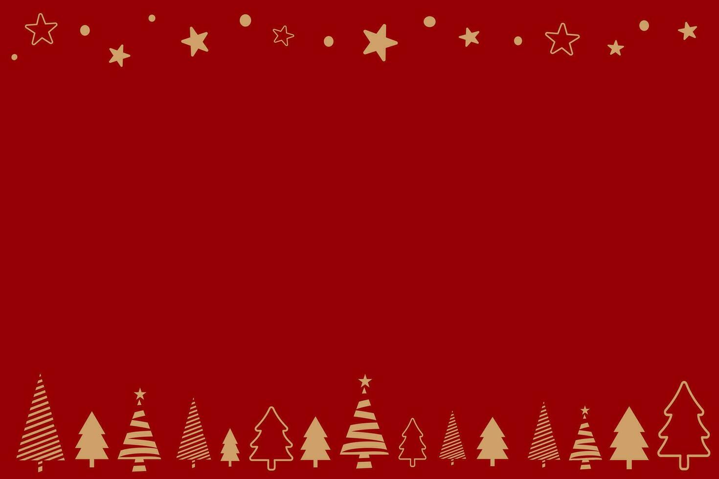 Red Christmas background with minimal Christmas trees, stars, and Christmas symbols vector