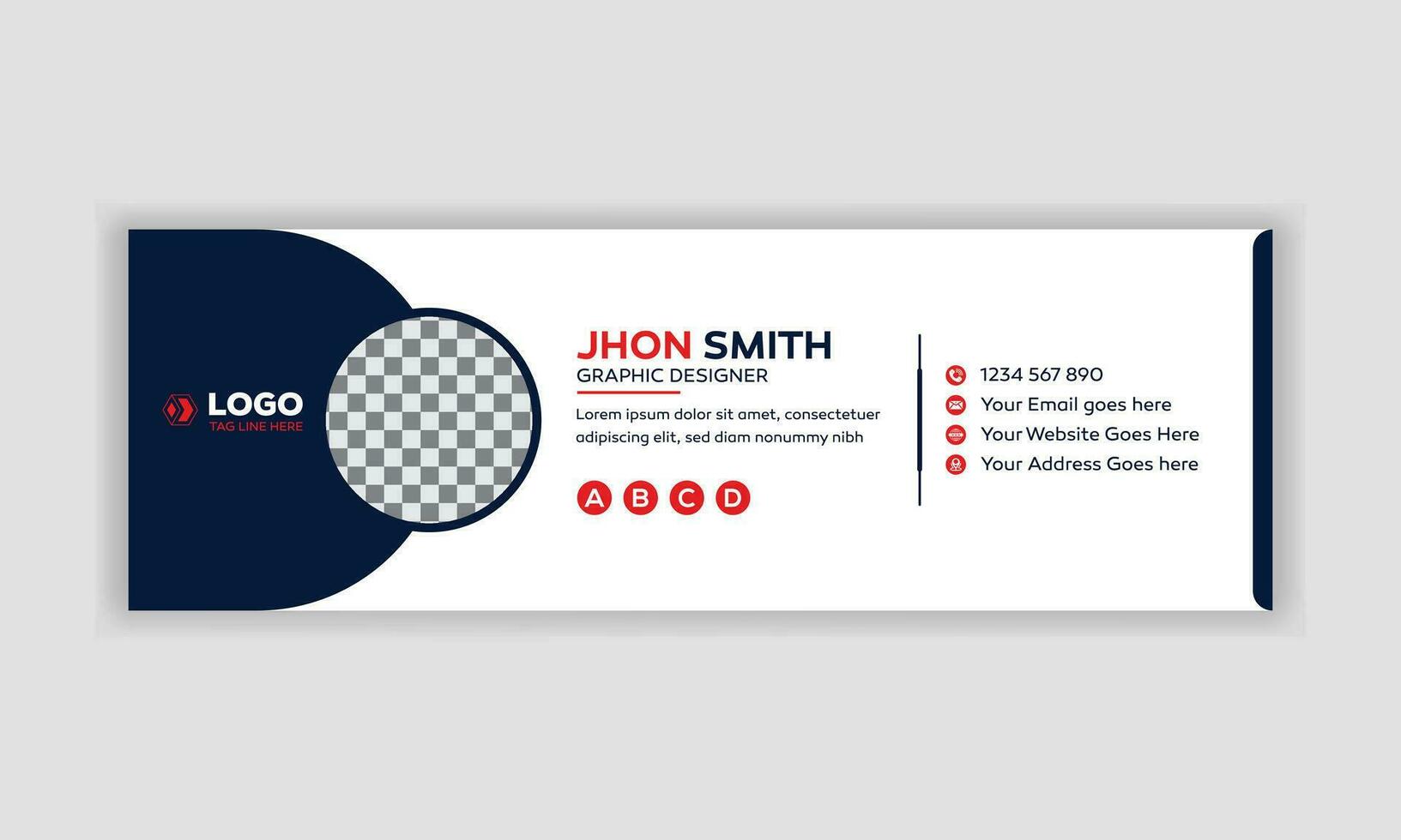 Corporate email signature for all business. red and blue shape with white background, unique vector design template.