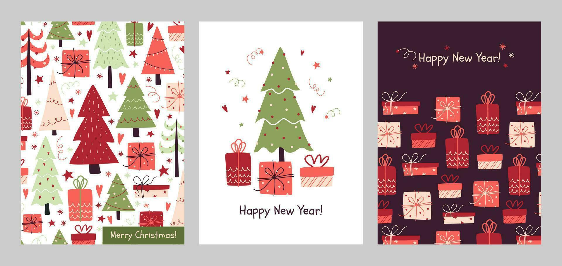 Set of vector Christmas cards.