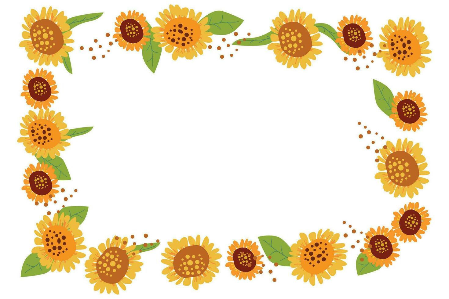 cute floral frame with sunflower and leaves vector