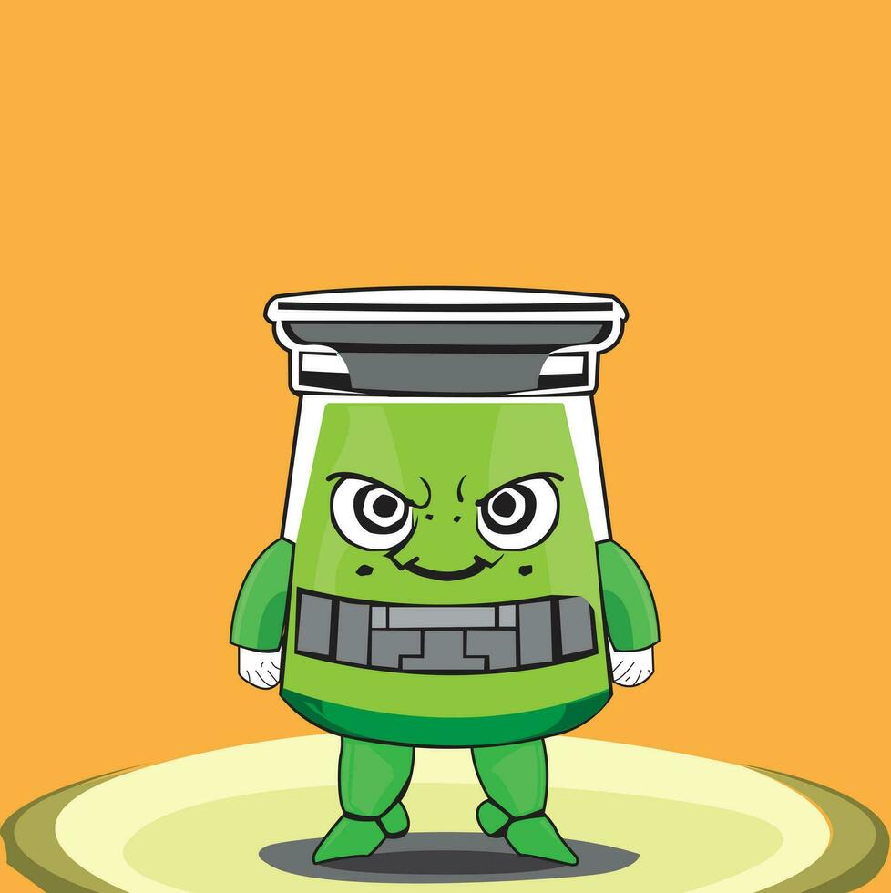 Jar With Angry Expression Cartoon Concept Vector Illustration