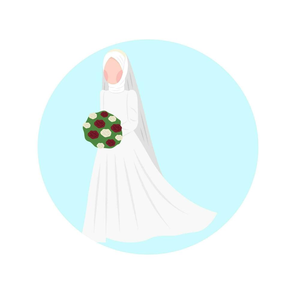 Muslim Bride Wearing Hijab Illustration vector