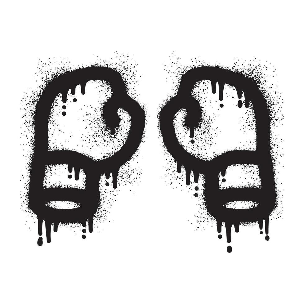 Boxing glove graffiti with black spray paint vector