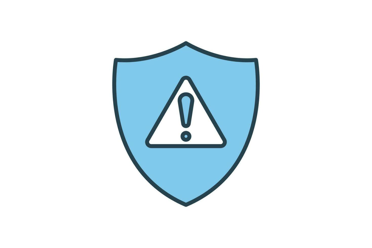 Security alert icon. Shield with exclamation mark. icon related to Warning, notification. suitable for web site, app, printable etc. Flat line icon style. Simple vector design editable