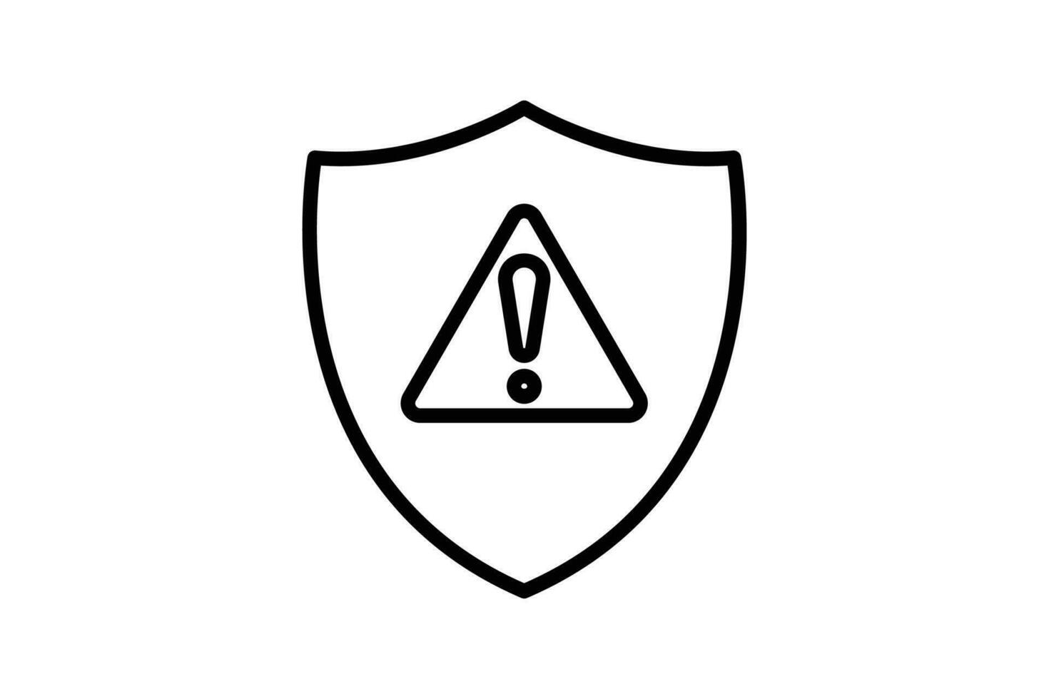 Security alert icon. Shield with exclamation mark. icon related to Warning, notification. suitable for web site, app, user interfaces, printable etc. Line icon style. Simple vector design editable