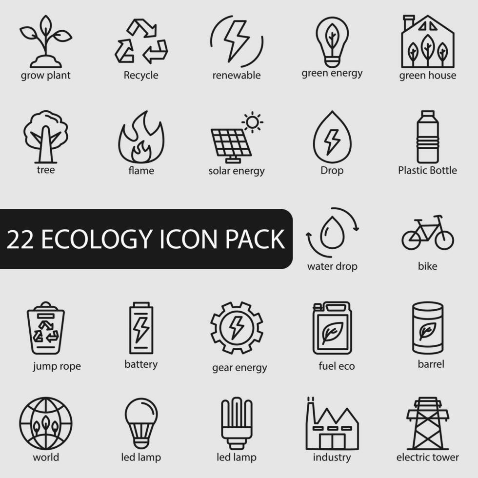 ecology icon pack 22 element for your web design vector