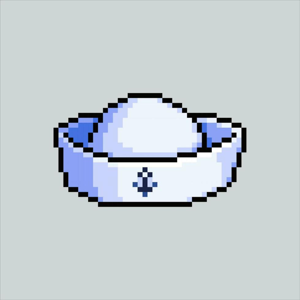 Pixel art illustration sailor hat. Pixelated sailor hat. Ocean sailor hat icon pixelated for the pixel art game and icon for website and video game. old school retro. vector