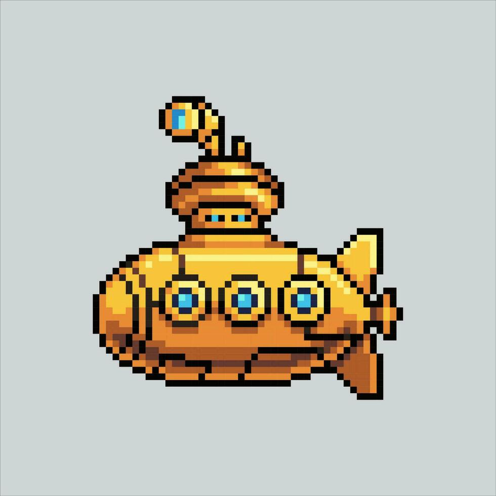 Pixel art illustration submarine. Pixelated submarine. Ocean submarine icon pixelated for the pixel art game and icon for website and video game. old school retro. vector