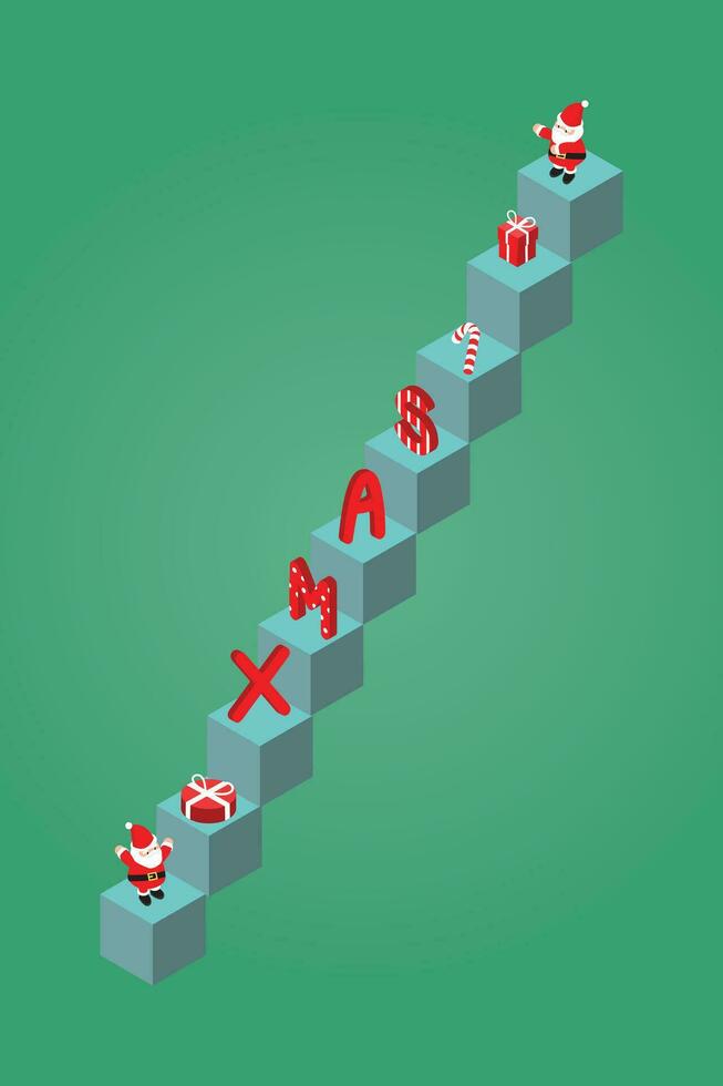 isometric Christmas banner template promotion for advertising with santa vector