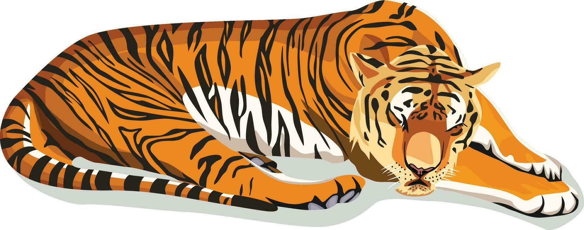 Cartoon tiger, white background, vector