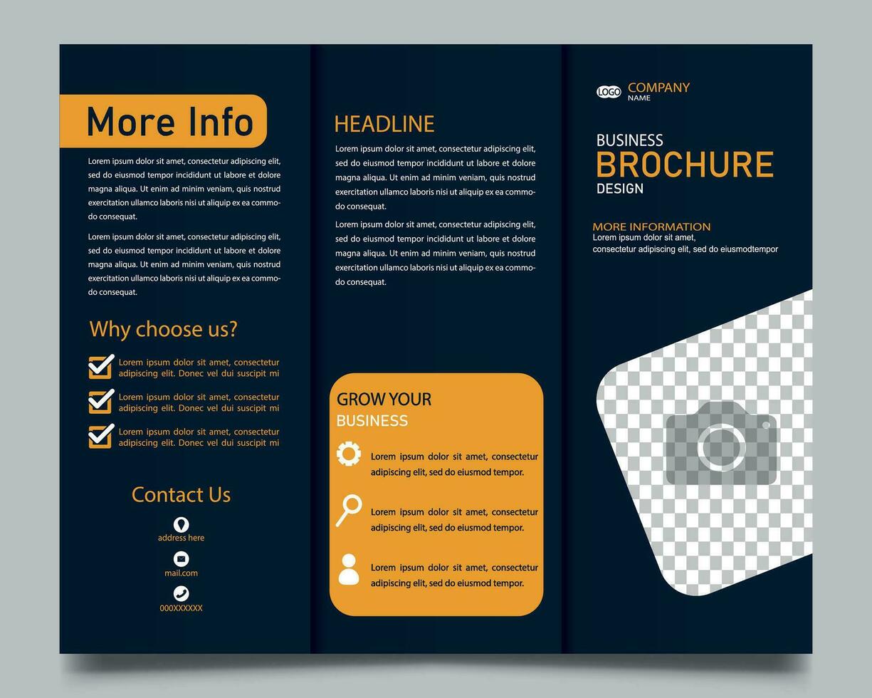 three fold corporate headline, infographic brochure flyer design. vector