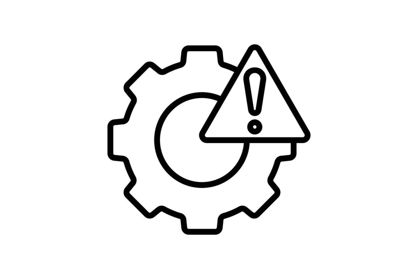 System error icon. gear with exclamation mark. icon related to warning, notification. suitable for web site, app, user interfaces, printable etc. Line icon style. Simple vector design editable