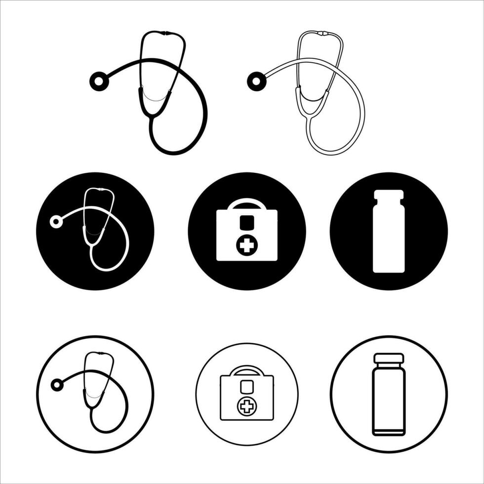 Medical Icons with White Background. Set of Medical and Health icons. Isolated on white background. Vector illustration