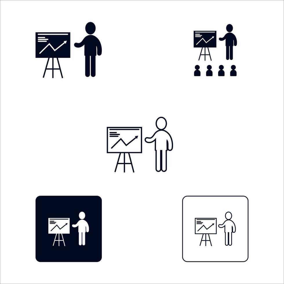 Seminaire,Presentation icon. Meeting icon set. Containing seminar, business meeting, presentation, interview, conference, assembly, agreement and discussion icons. Solid icon collection. vector