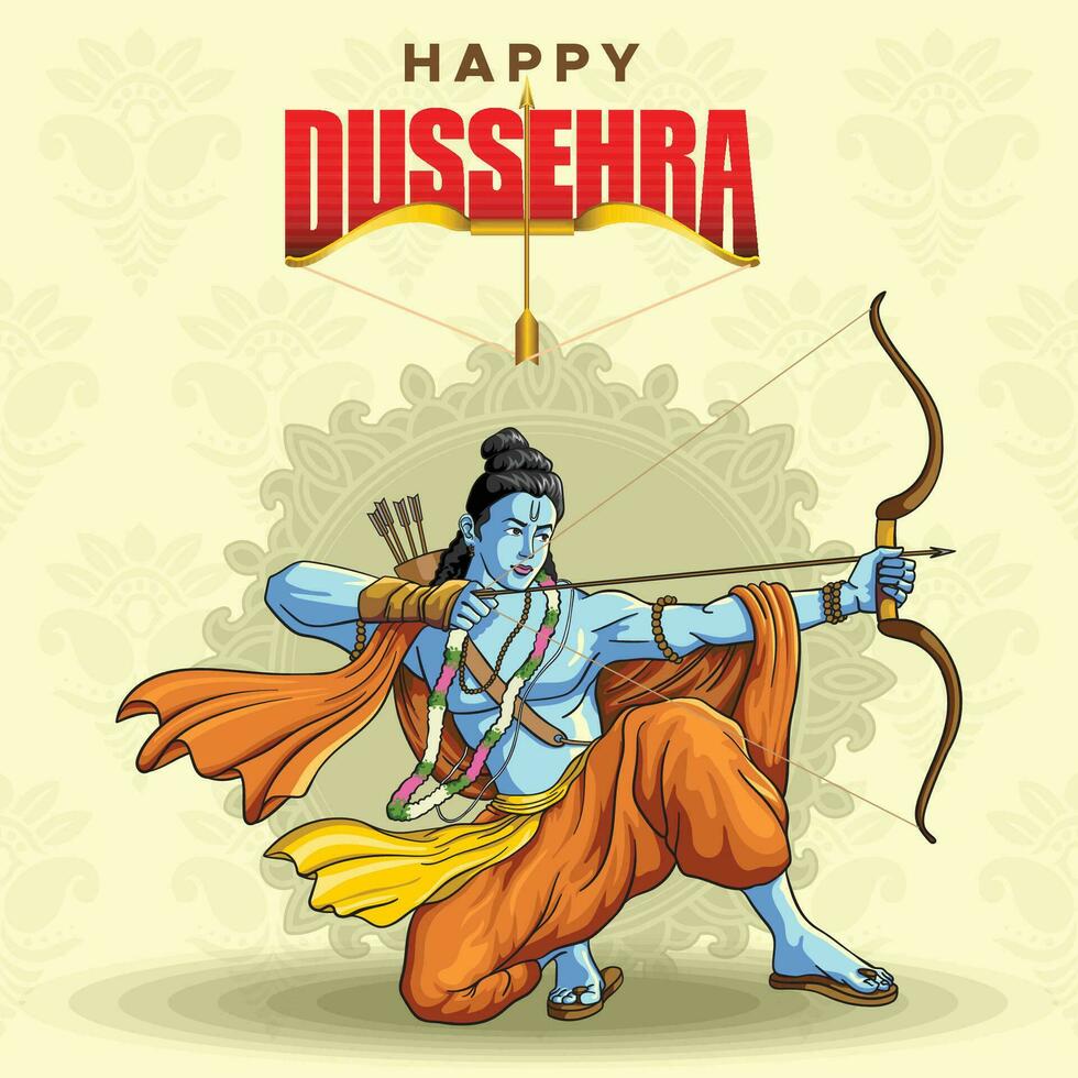 Dussehra Greetings of Lord Ram aiming to make good win vector