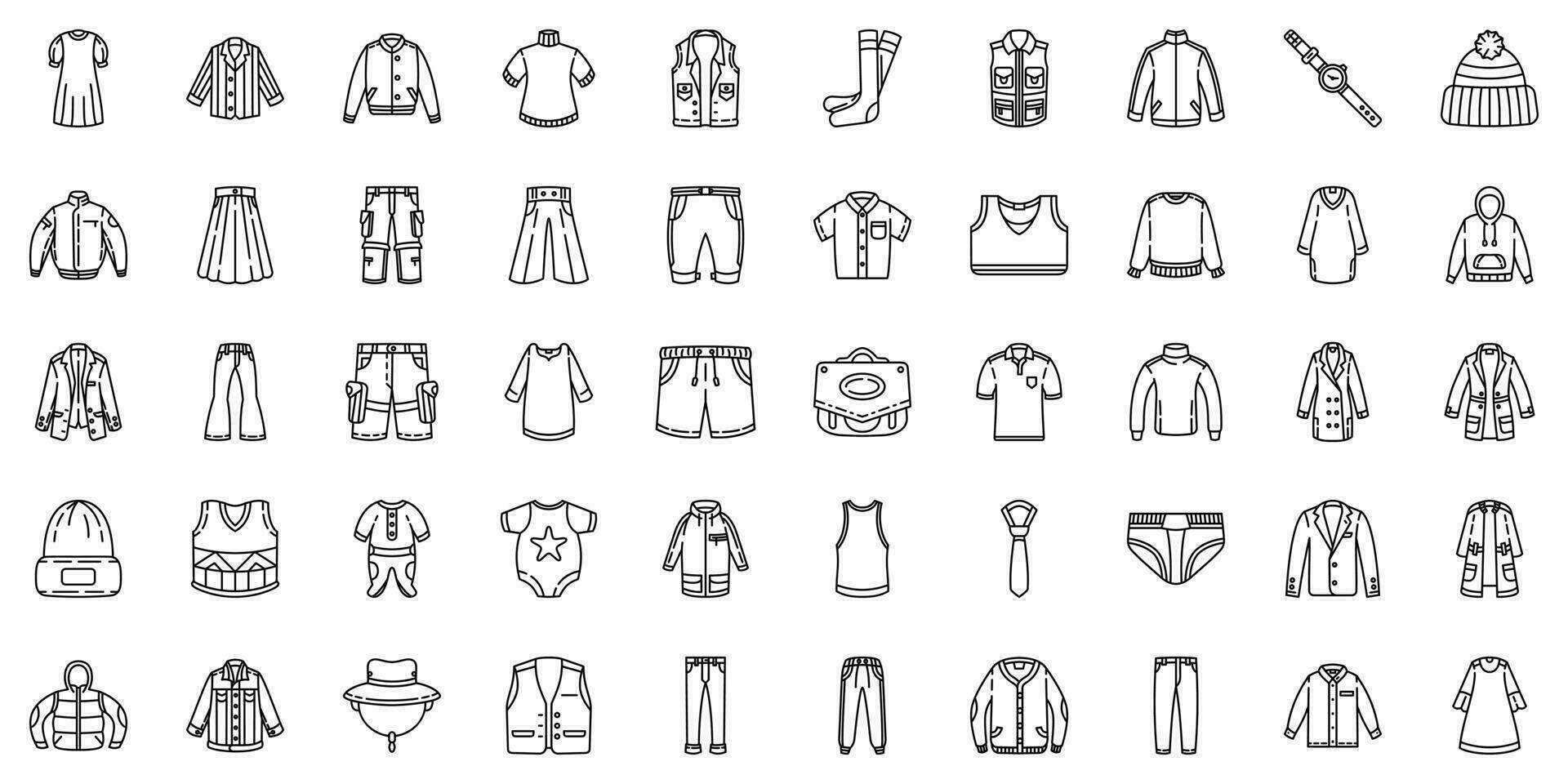 Collection of clothes line art icon vector