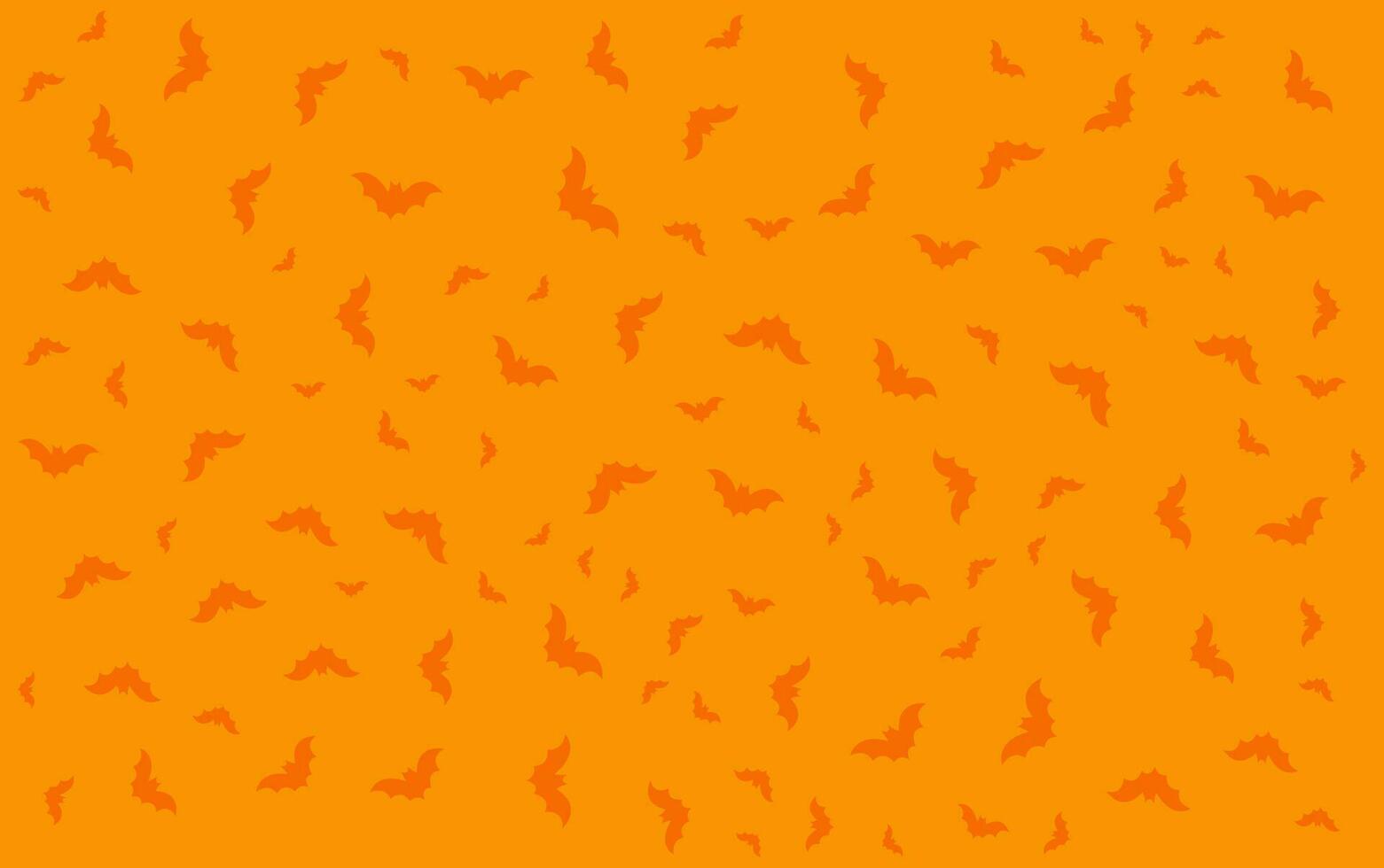 Vector Seamless Pattern of Flying Bats Silhouettes on a Orange Background