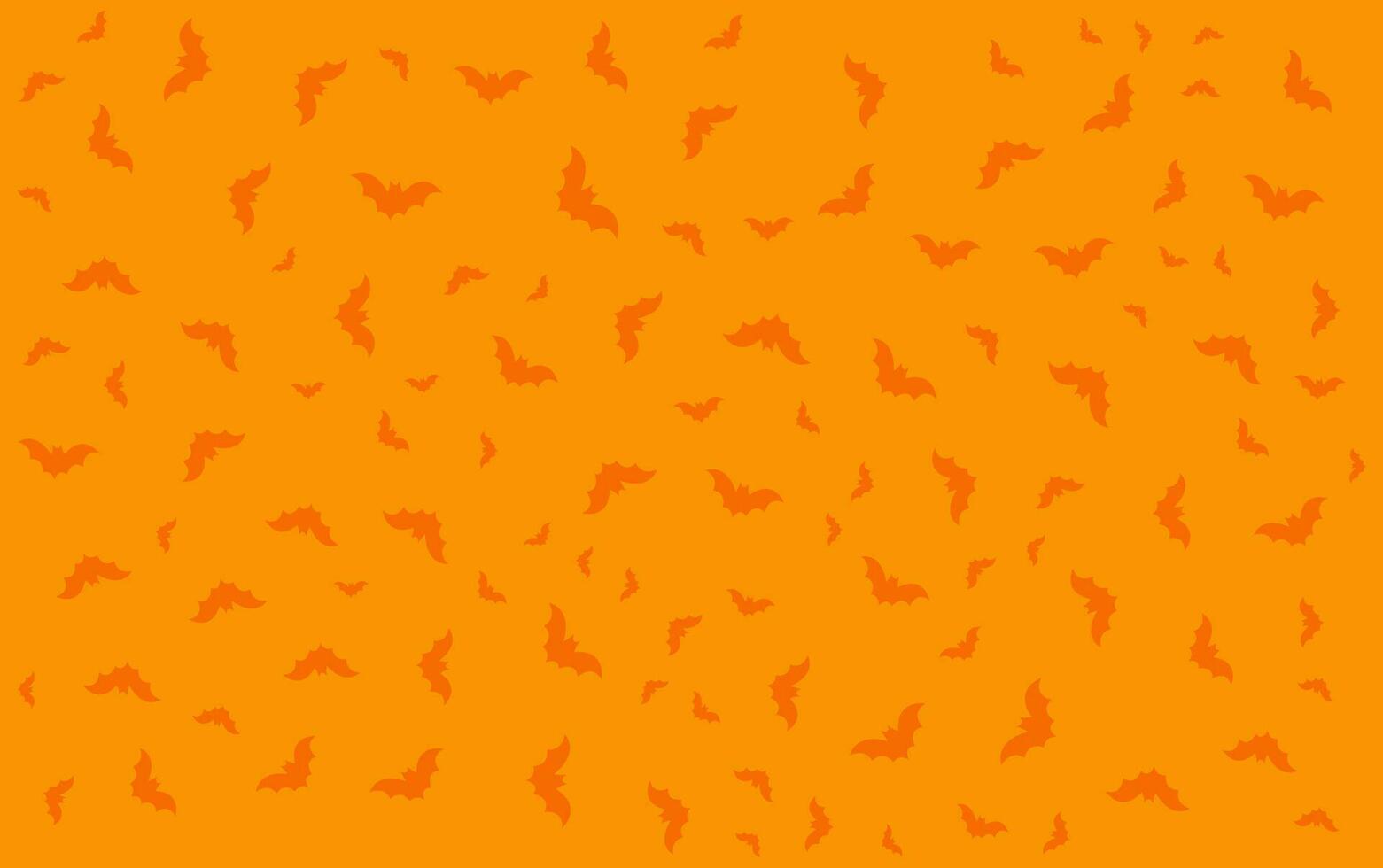 Vector Seamless Pattern of Flying Bats Silhouettes on a Orange Background