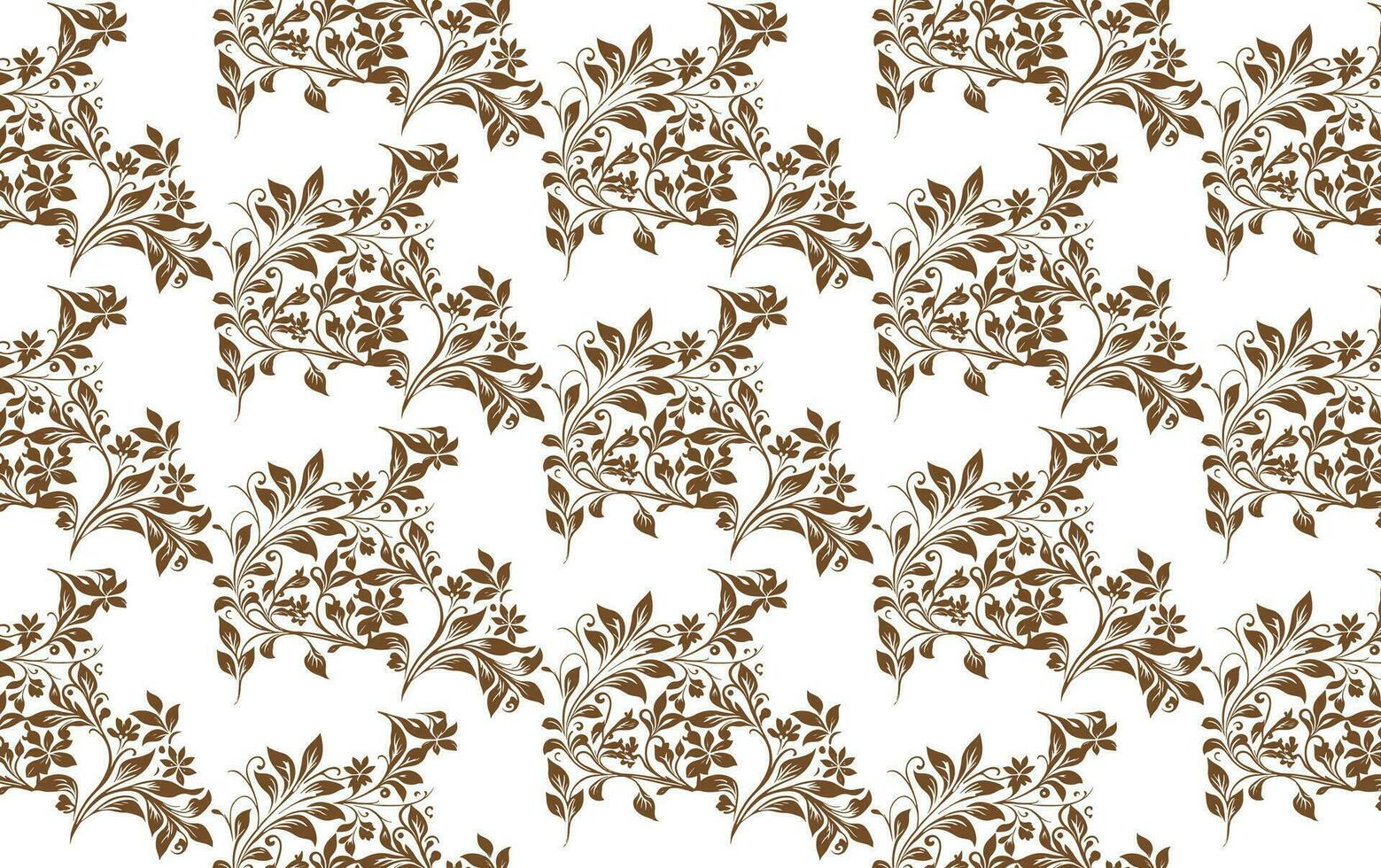 Brown Floral Pattern on a White Background vector
