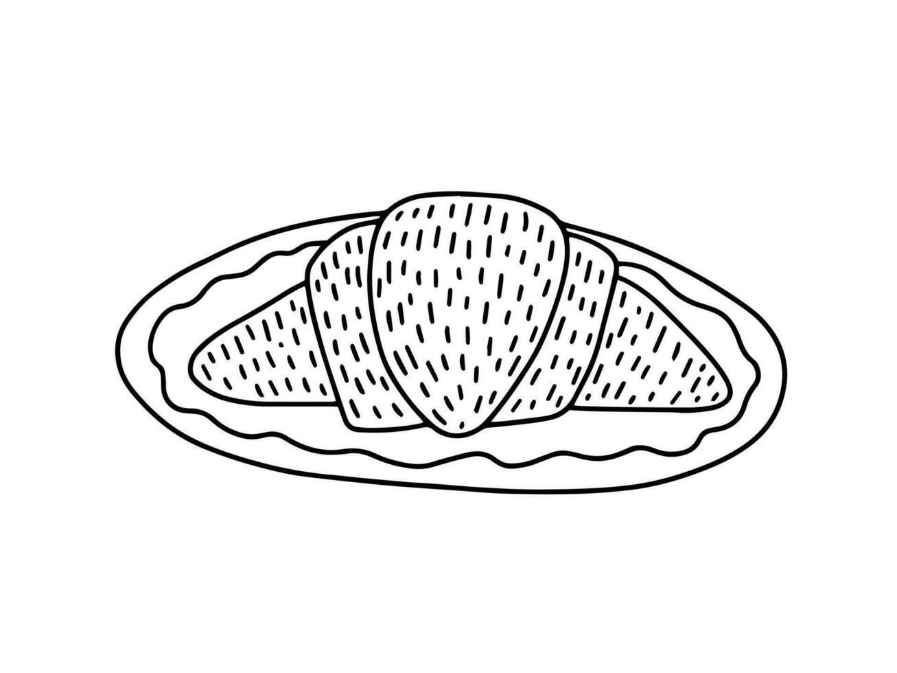 croissant on plate vector doodle sketch