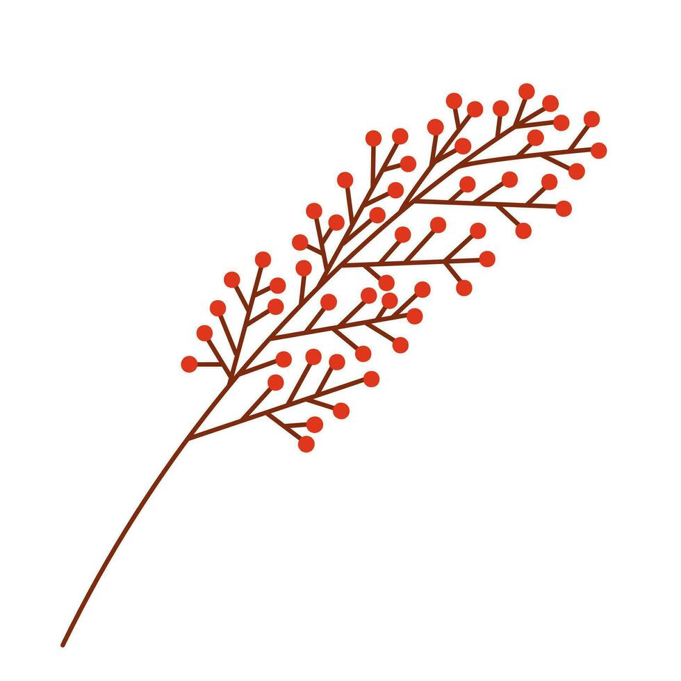 Flat rowan berry branch vector clipart