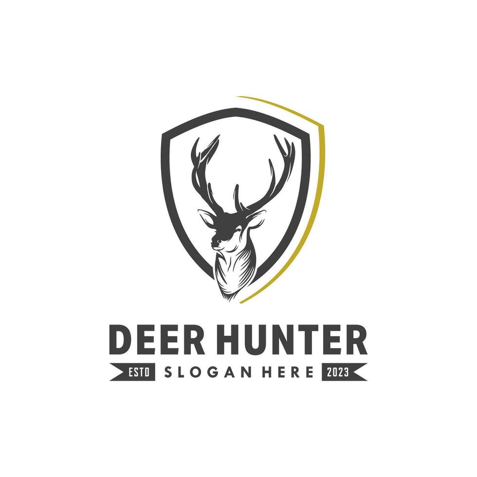 Deer Hunter logo design vector template