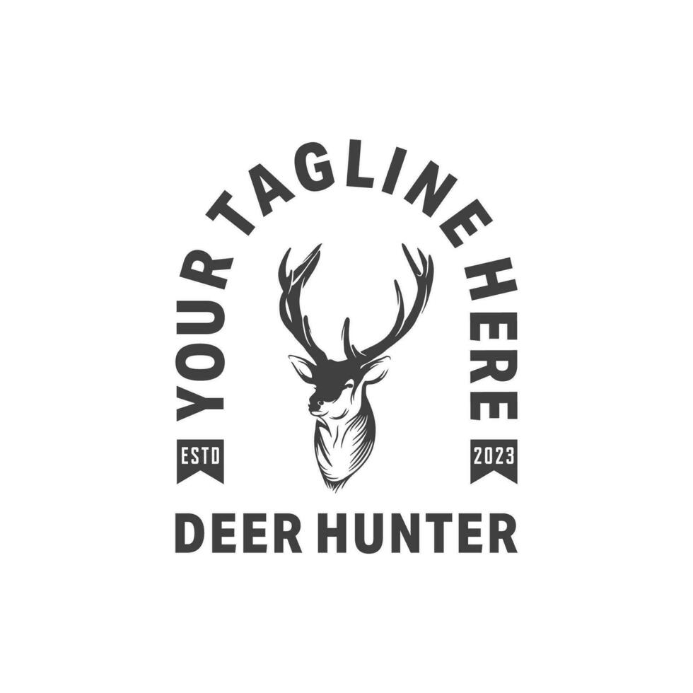 Deer Hunter logo design vector template