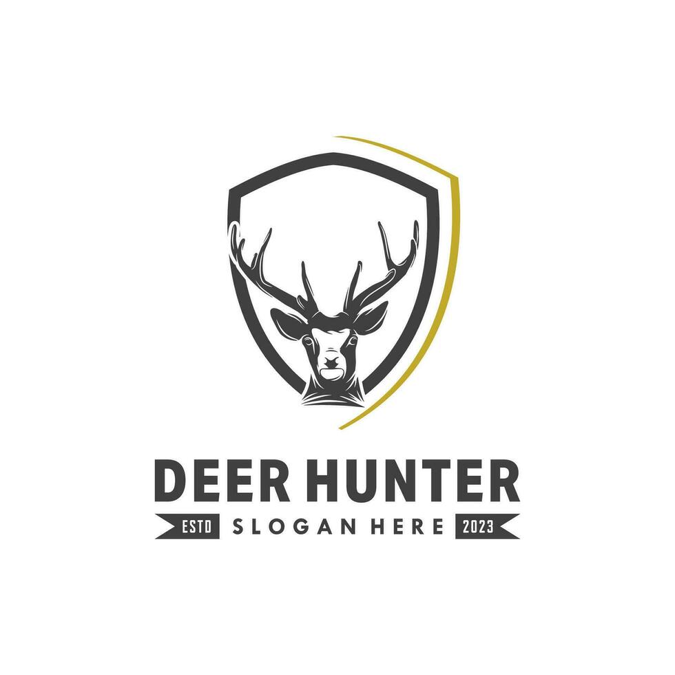 Deer Hunter logo design vector template