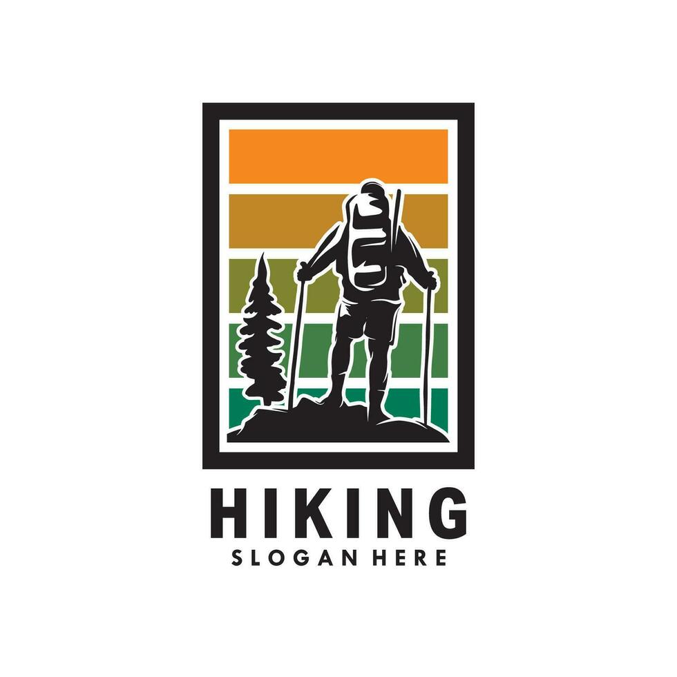 Hiking Club Vector Logo Design Template