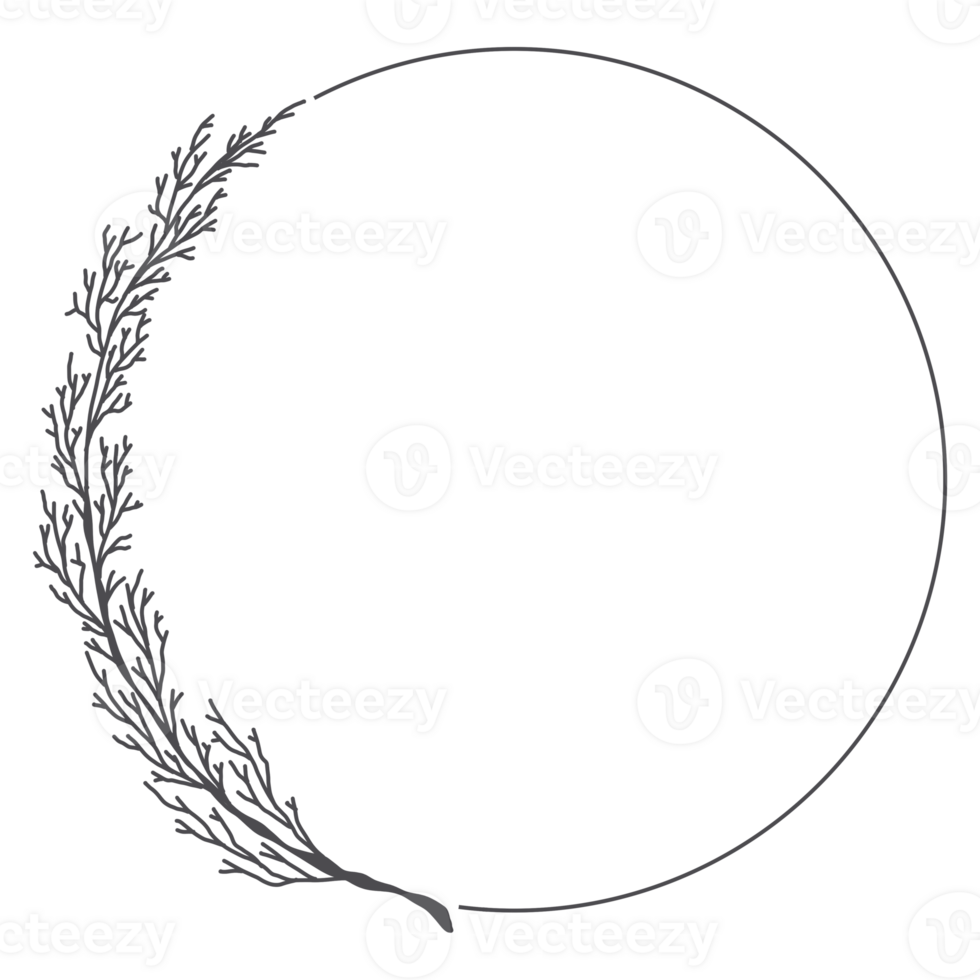 Line art Leaf Wreath png