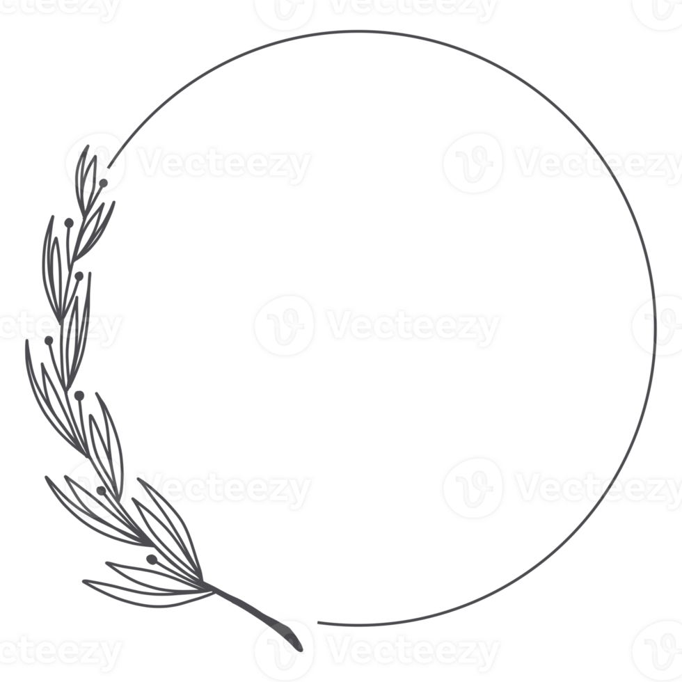 Line art Leaf Wreath png