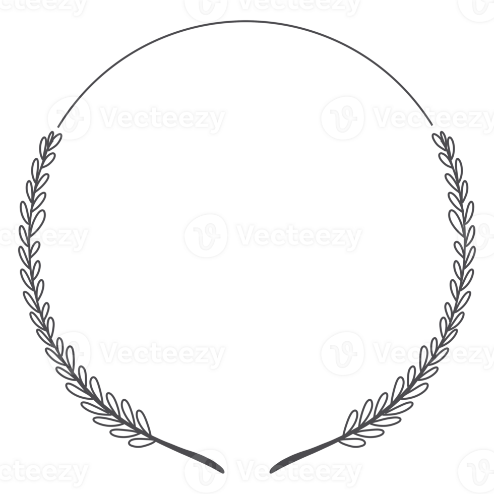 Line art Leaf Wreath png