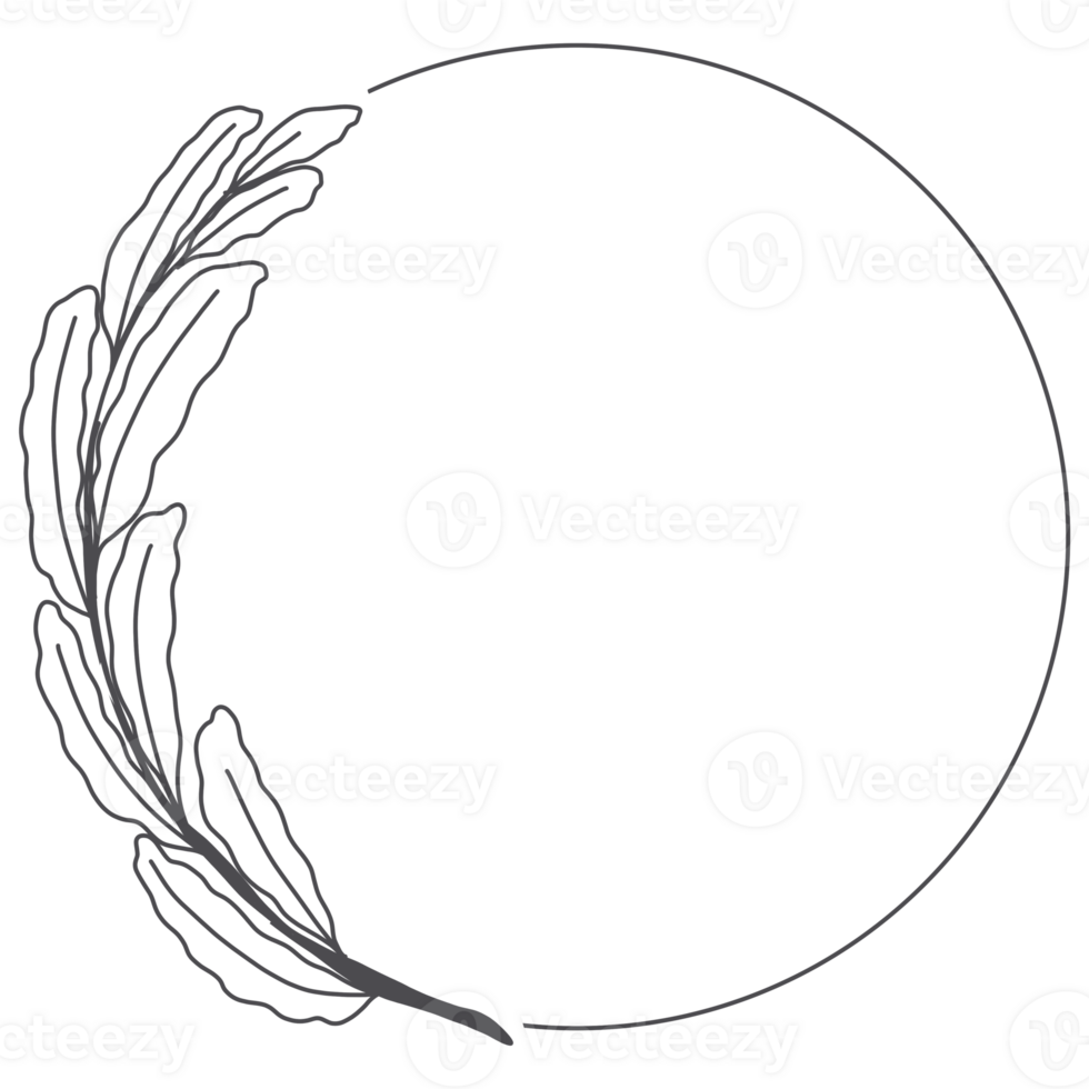 Line art Leaf Wreath png
