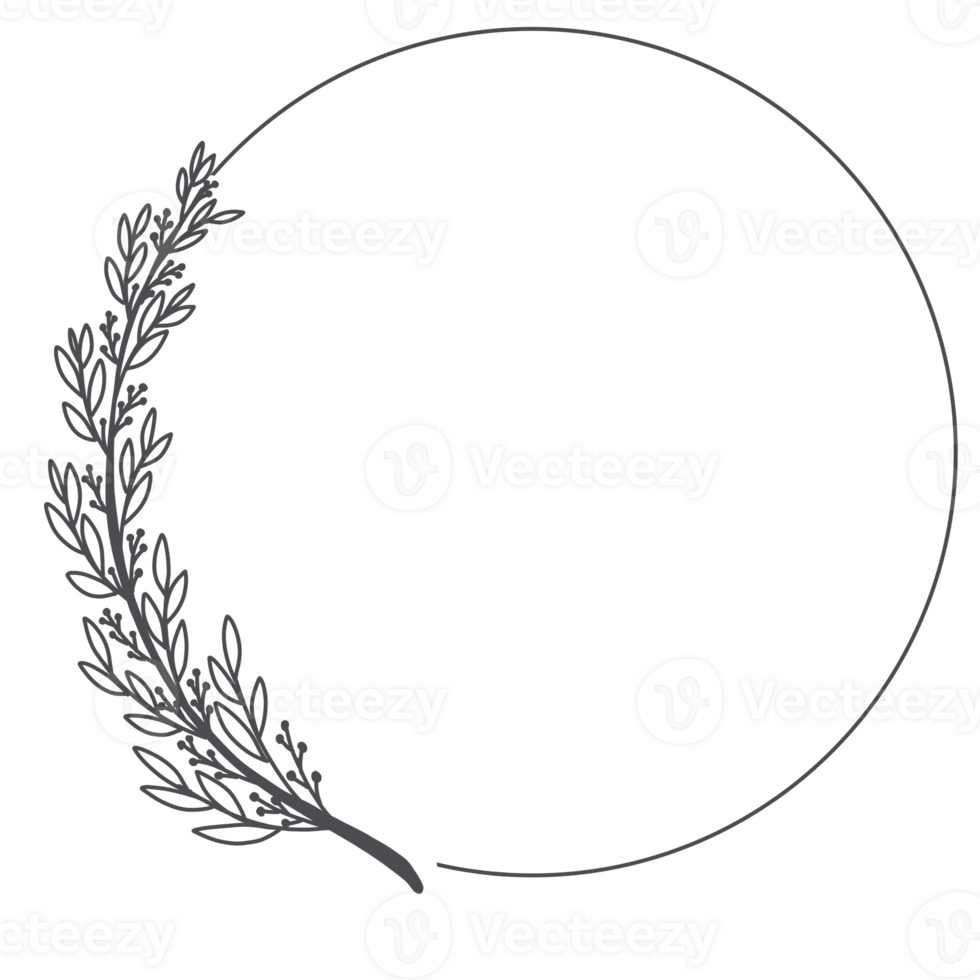 Line art Leaf Wreath png
