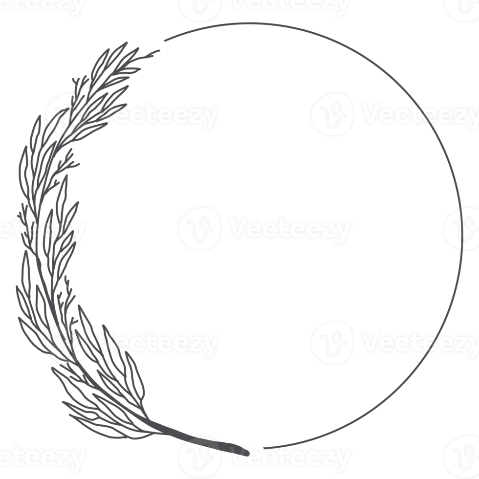 Line art Leaf Wreath png
