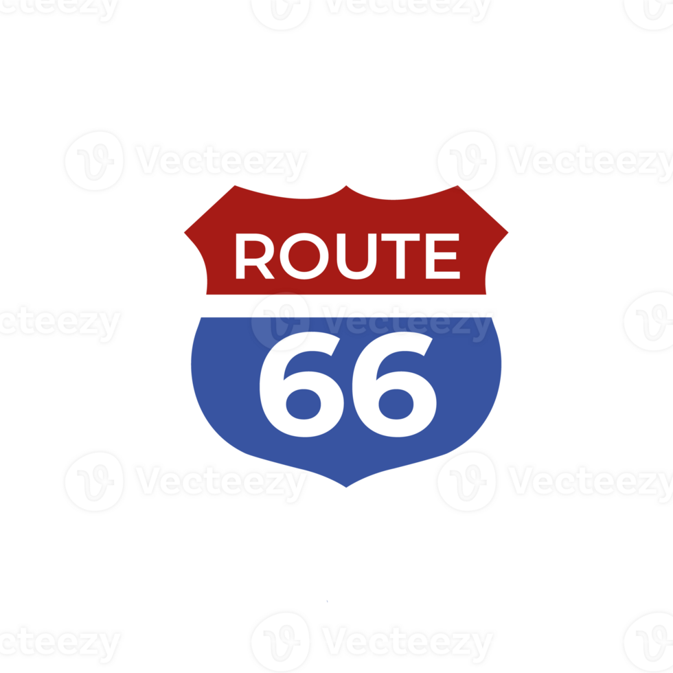 Route 66 sign. Blue and red colors. png