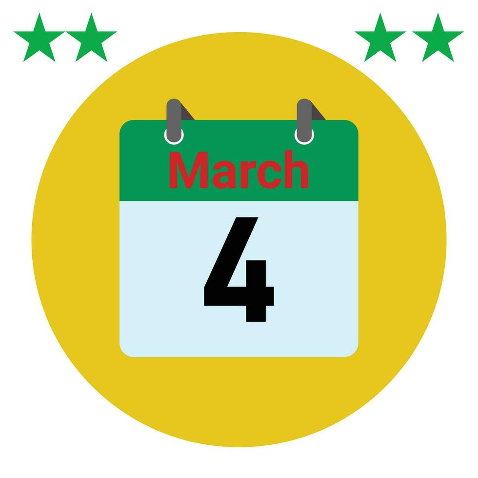 March 4 daily Calendar Icon vector
