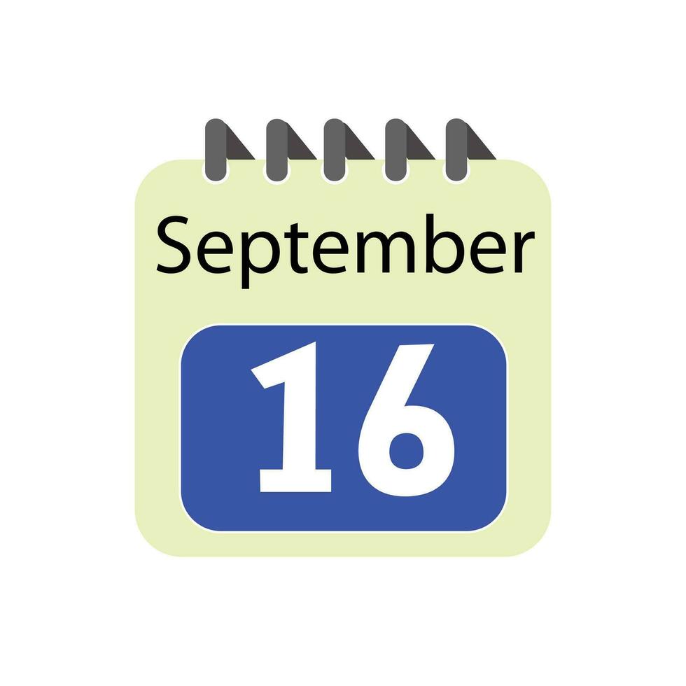 septiembre dieciséis diario calendario icono vector