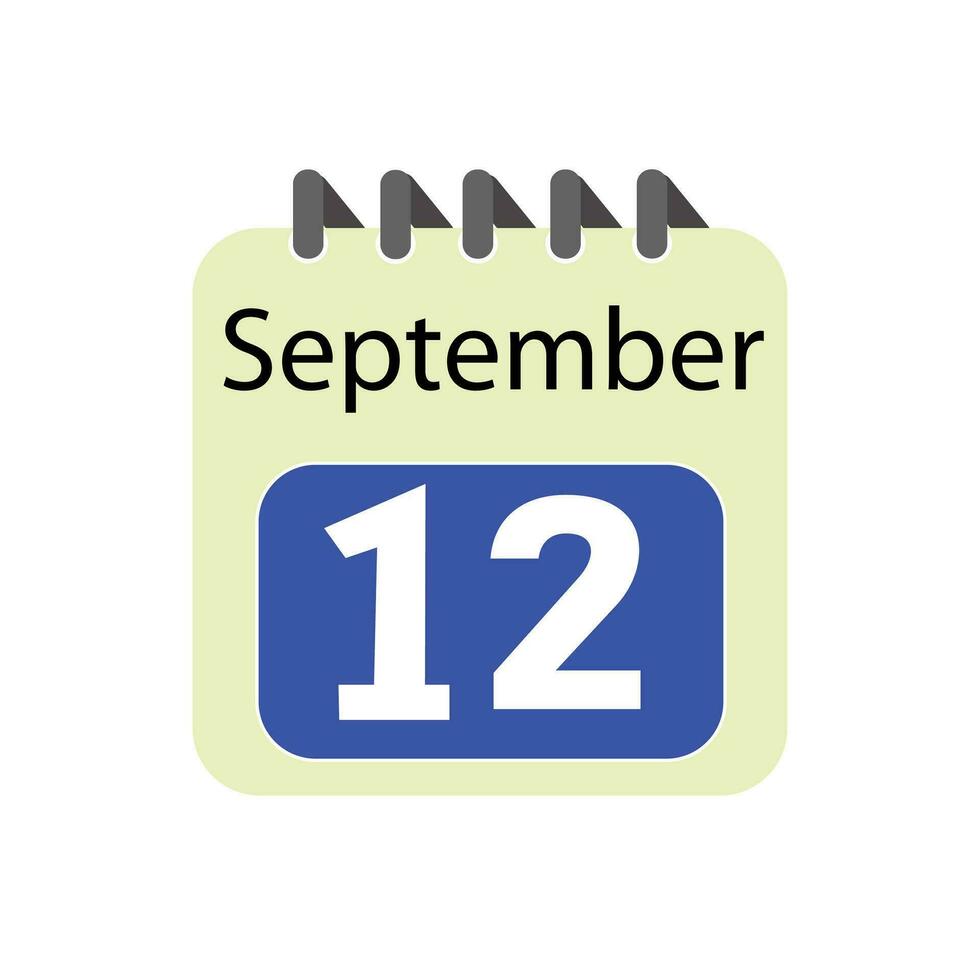 September 12 daily Calendar Icon vector