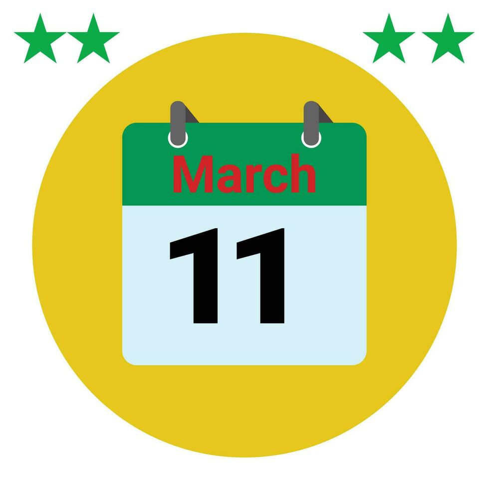 March 11 daily Calendar vector