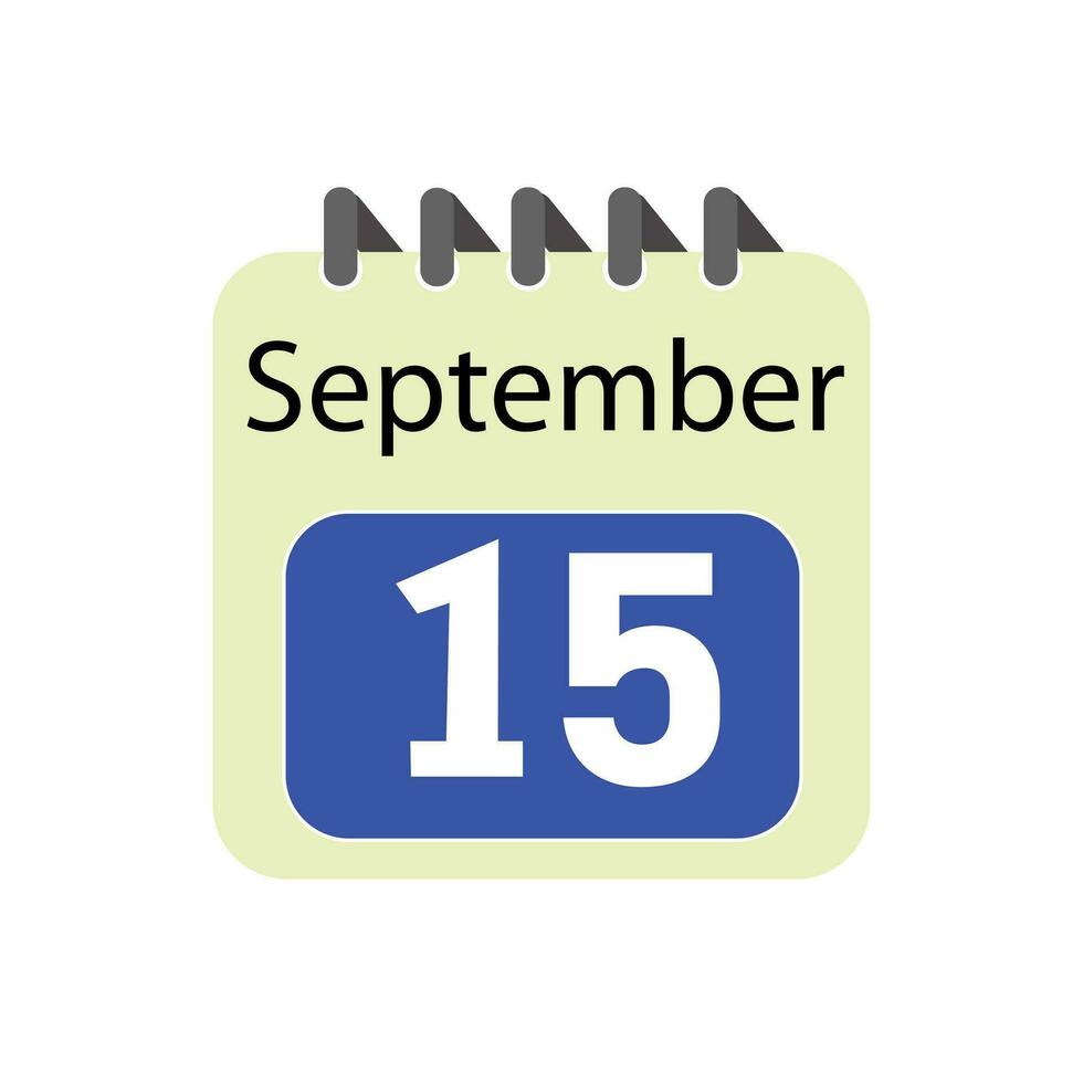 septiembre 15 diario calendario icono vector