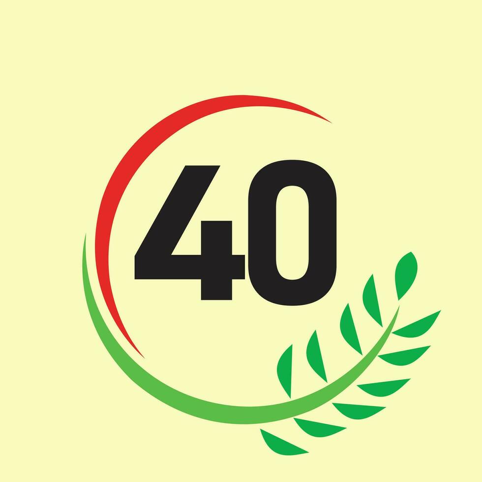 40 Circle leaf number image vector