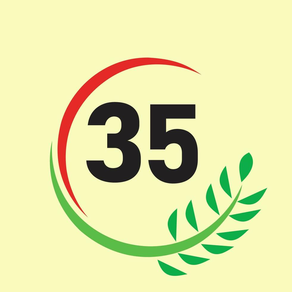 circle leaf number logo icon vector