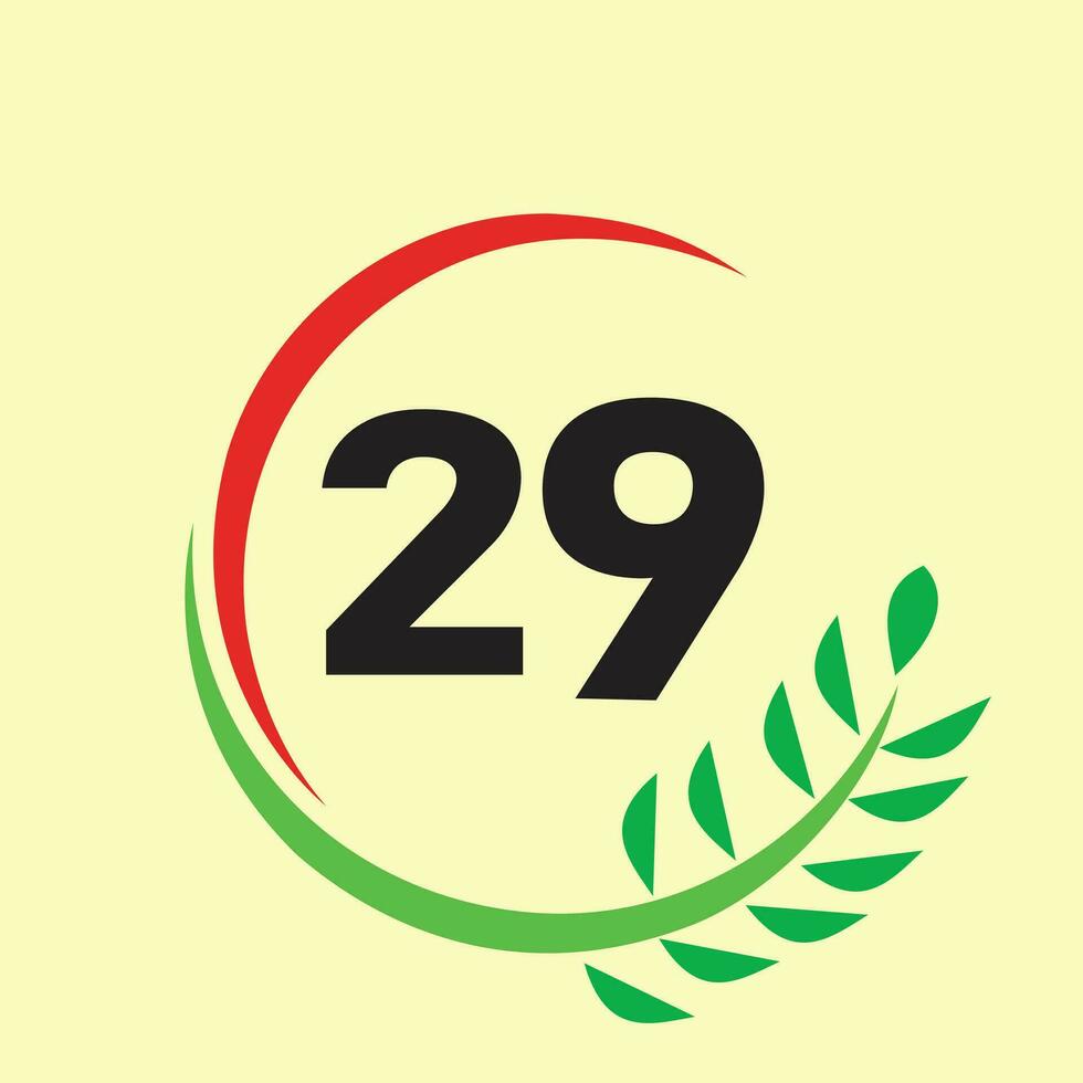 circle leaf 29 number logo vector