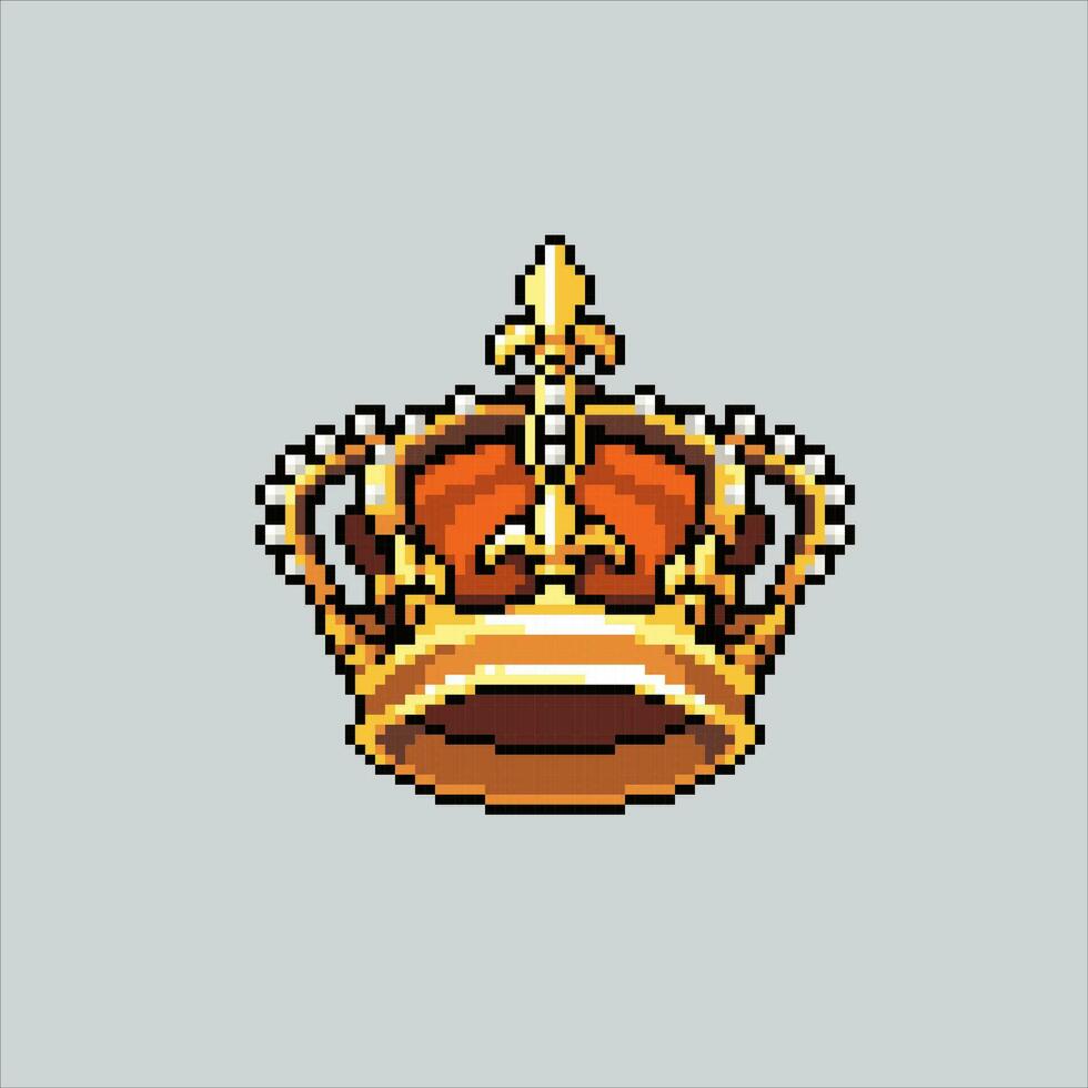 Pixel art illustration Crown. Pixelated King Crown. King Royal Crown icon pixelated for the pixel art game and icon for website and video game. old school retro. vector